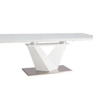 ALARAS III 160 jídelní stůl , sklo bílá/bílá lesk  (ALARAS3BB160=3balíky) (S) (K150-E)