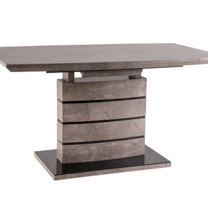 LEONARDO 1 jídelní stůl rozkládací lamino Beton/ sklo černá (LEONARDOBT140) (S) (K150-Z)