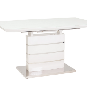 LEONARDO 1 jídelní stůl rozkládací lamino Bílá lesk/ sklo bílá (LEONARDOBB140) (S) (K150-Z)