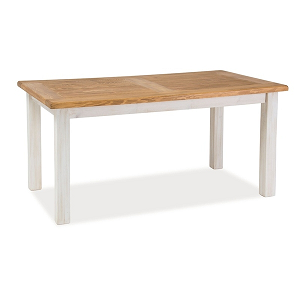 PROVANCE New -Jídelní stůl pevný š.160, masiv borovice bílá patina/dub medový (S) (POPRADLORB160=2balíky) (K150)