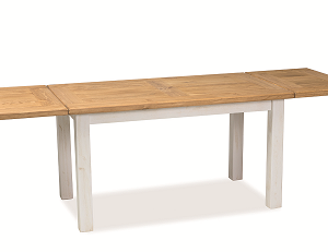 PROVANCE New -Jídelní stůl rozkládací š.140-240, masiv borovice bílá patina/dub medový (S) (POPRADBM140=2balíky) (K150)