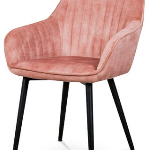 Jídelní a konferenční židle, potah růžová látka v dekoru žíhaného sametu kovové