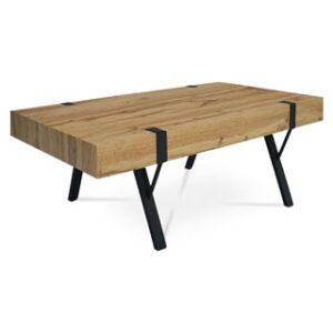 Konferenční stolek, 110x60x42 cm, deska MDF, dekor divoký dub, kov – černý mat