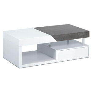 Konferenční stolek 120x60x42, MDF bílý mat/dekor beton, 2 šuplíky