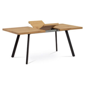 Jídelní stůl 140+40x85x76 cm, MDF deska, 3D dekor dub, kovové nohy, antracitový