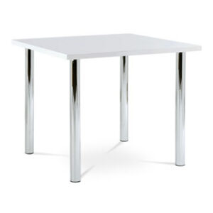 Jídelní stůl 90×90 cm, chrom / vysoký lesk bílý