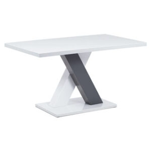 Jídelní stůl 140×80, bílá MDF vysoký lesk