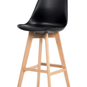 Barová židle, černý plast+ekokůže, nohy masiv buk