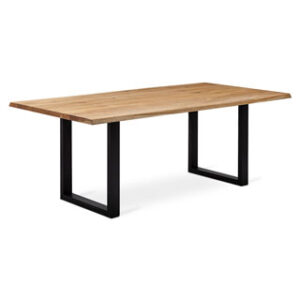 Jídelní stůl 180x90x75 cm, masiv dub, povrchová úprava olejem, kovová podnož 8×4