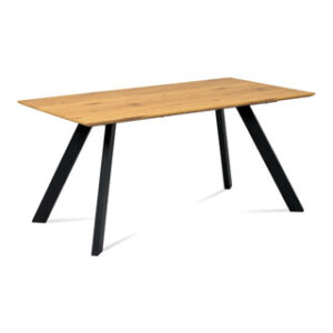 Jídelní stůl 160×90 cm, MDF dekor dub, kov černý mat
