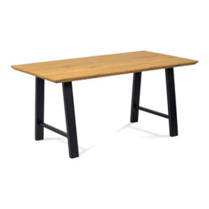 Jídelní stůl 160×90 cm, MDF dekor dub, kov černý mat