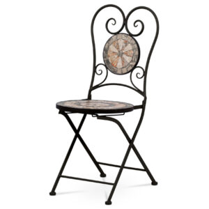 Zahradní židle, keramická mozaika, kovová konstrukce, černý matný lak