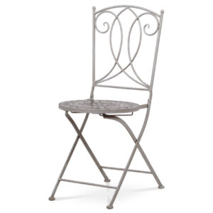 Zahradní židle, keramická mozaika, kovová konstrukce, šedý lak Antik (typově ke