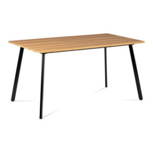 Jídelní stůl 150x80x76 cm, MDF dekor divoký dub, kovová čtyřnohá podnož, černý m