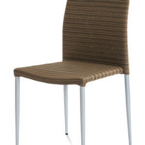 Zahradní židle, umělý ratan, kovová podnož, stříbrný lak, stohovatelná